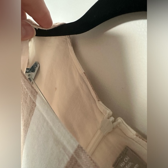 NWT Everlane linen striped midi dress with sleeves, size 2, tan and cream - Picture 7 of 12